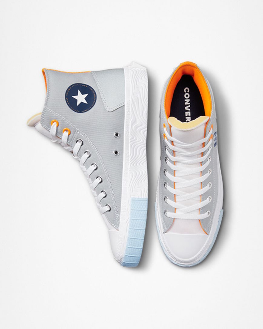 Zapatillas Altas Converse Chuck Taylor Alt Star Reflective Shine Mujer Gris Blancas Naranjas | PE L845WP